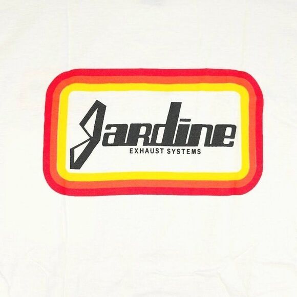 Vintage Jardine Motorcycle T Shirt Mens Size Large White 80s Exhaust System - Picture 4 of 7